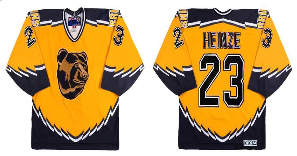2019 Men Boston Bruins 23 Heinze Yellow CCM NHL jerseys